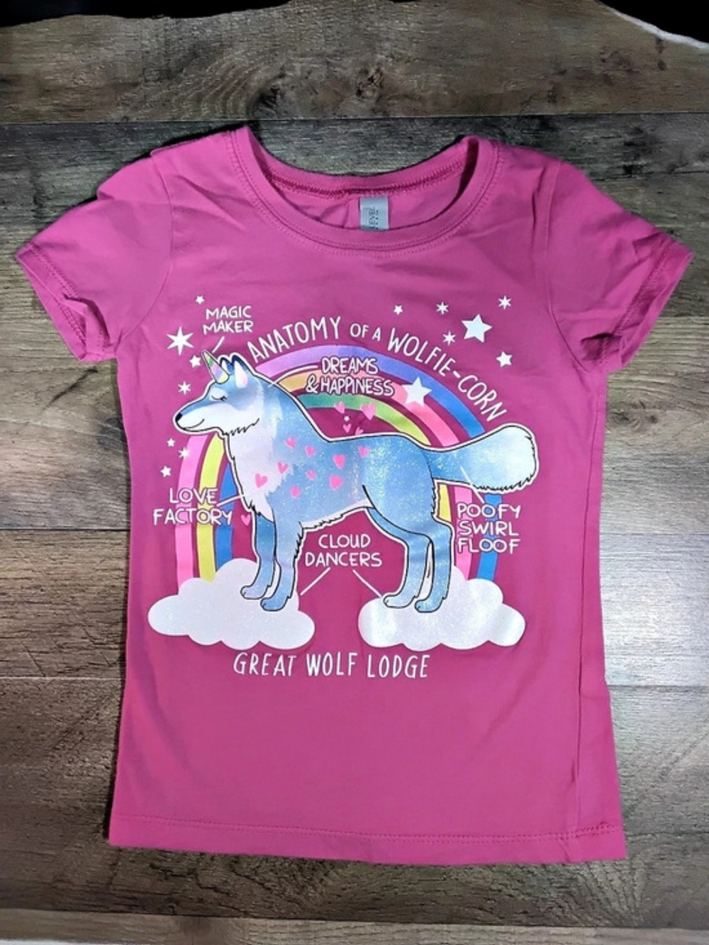 Next Level Girls Pink Wolfie-Corn Tee Size XS (3/4)
